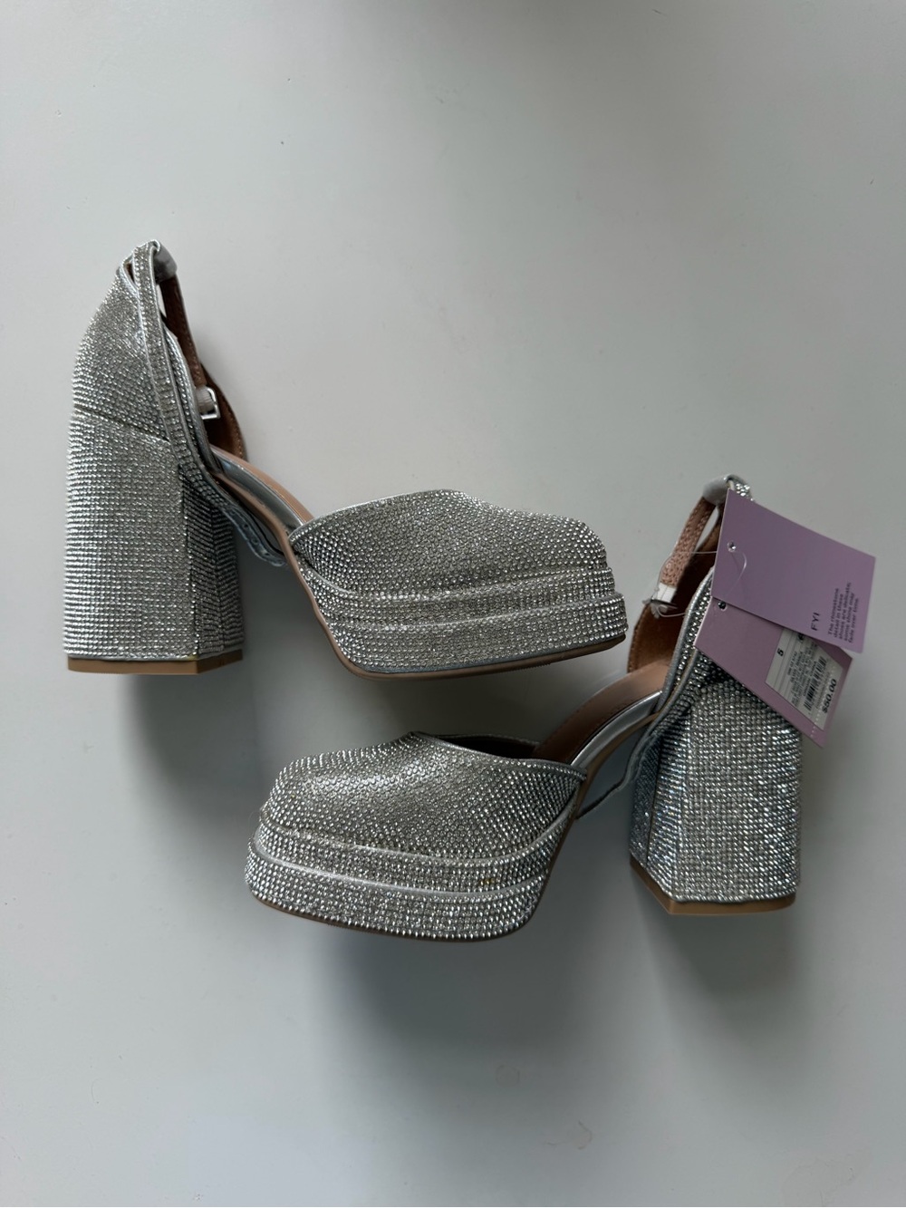 Women's Bianca Rhinestone
Platform Pumps - Wild Fable Silver
